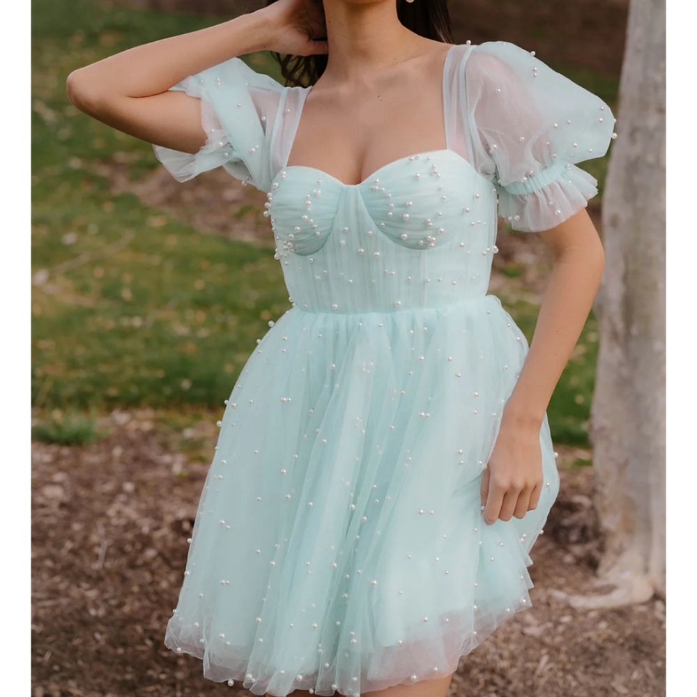 Ava Gowns Pearl Mini Dress (NWT)